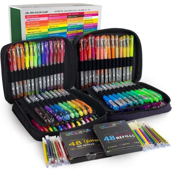 Other - Gel Pens Set for Coloring – 192 Pack with 12 Metallic, 12 Neon, 72 Glitter Gel P